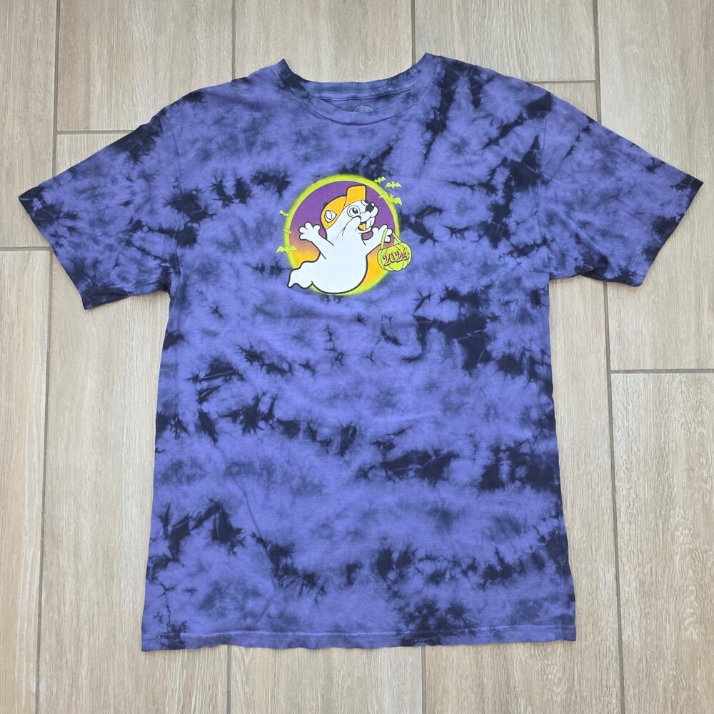 Buc-ee's Hey Boo Ghost T Shirt Womens L Purple Tie Dye Halloween Graphic Tee